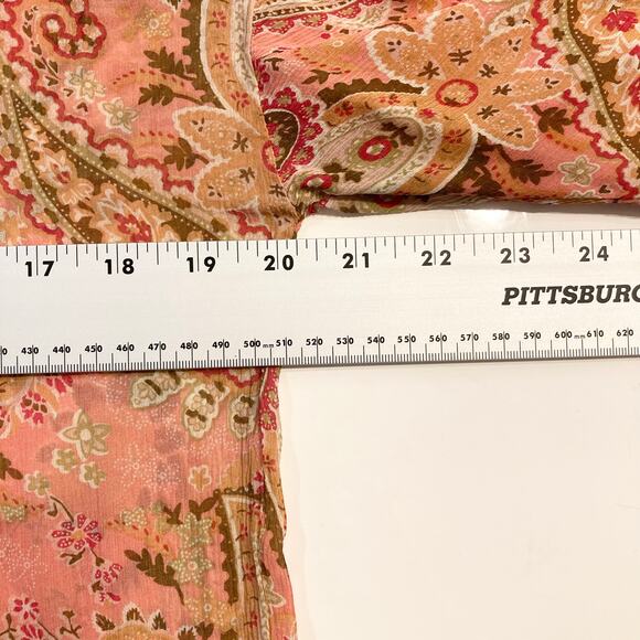 NWOT SUNDANCE Top Women M Silk Chiffon Paisley Floral Ruffle Pink Balloon Sleeve - Picture 8 of 10